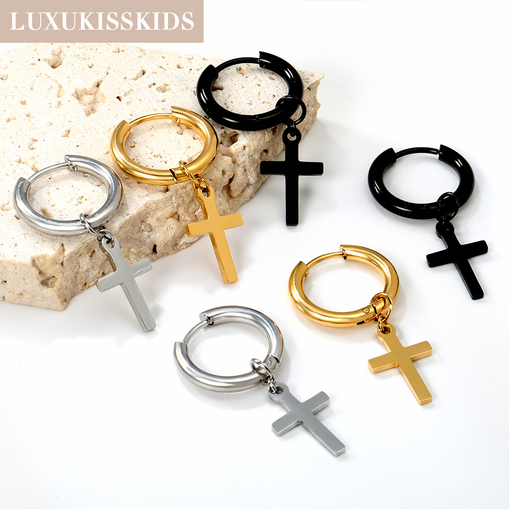 Men Accessories Earrings - Luxukisskids punk mulher/homem cruz brincos de