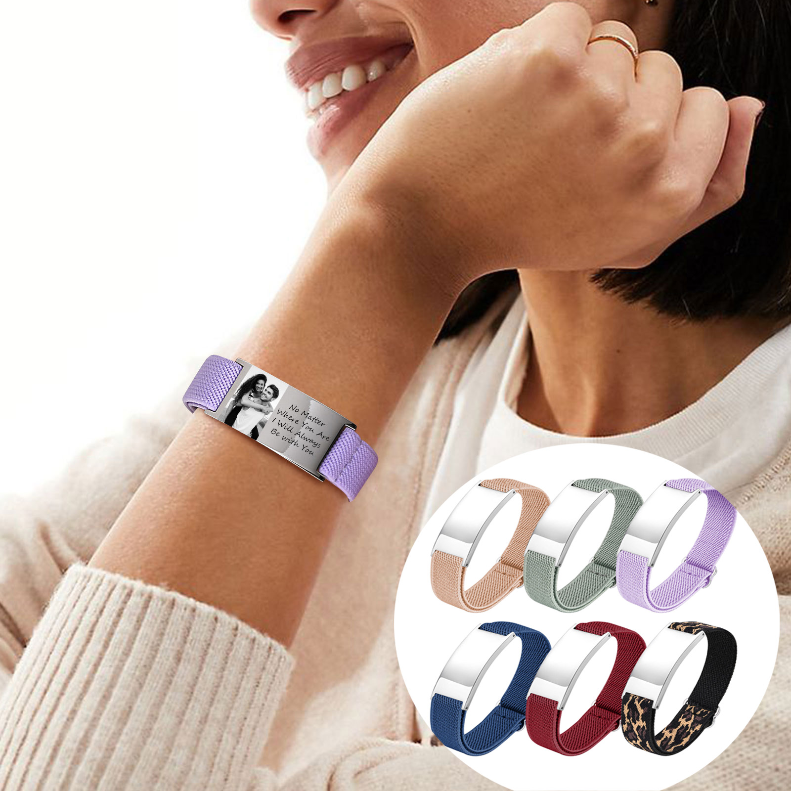Men'S Accessories Jewelry Bracelet - Pulseira elástica com foto personalizada para