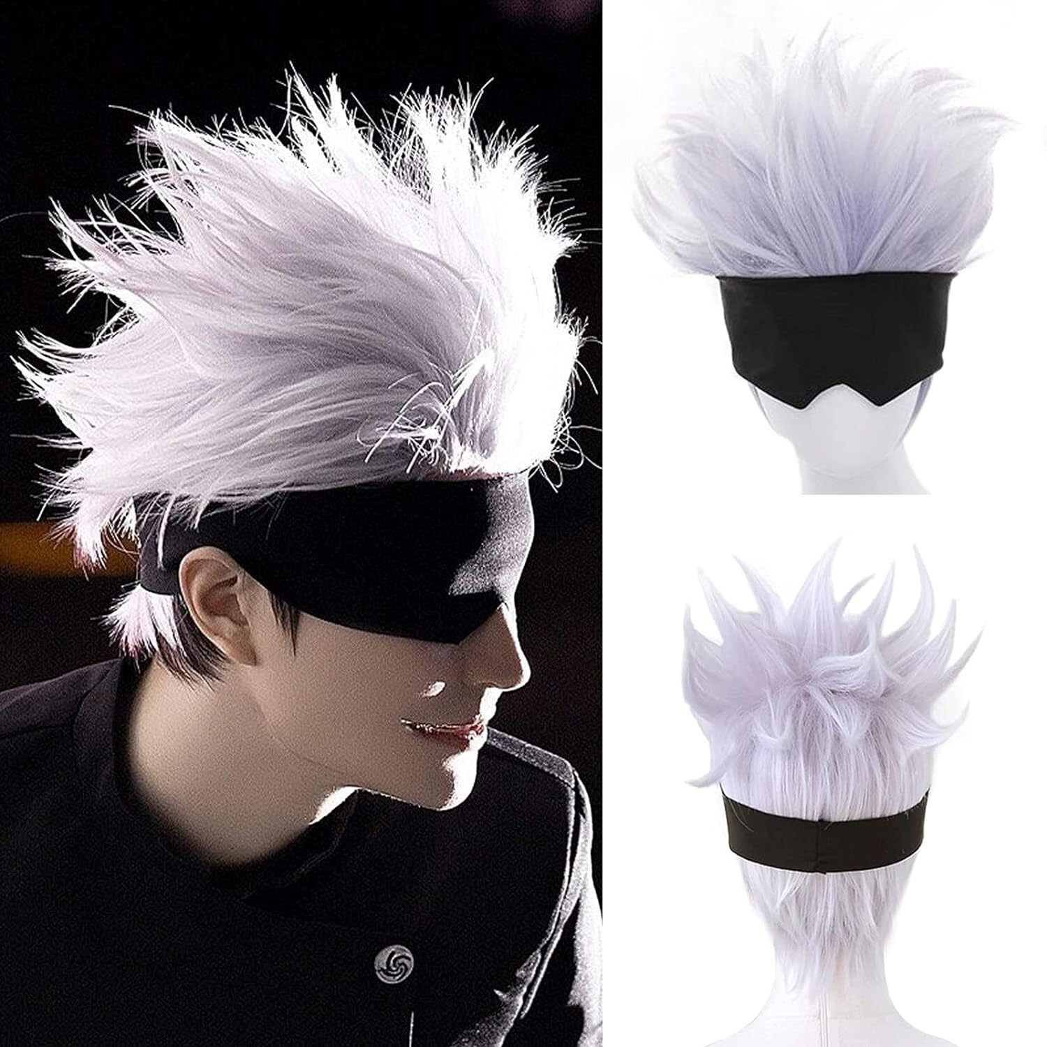 Men Accessories In Silver - Peruca Cosplay Curta Ondulada, Venda Preta,