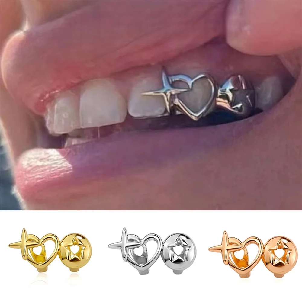 Men Accessories In Silver - Punk hip hop oco coração dentes