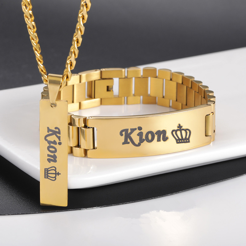 Men'S Accessories Jewelry Bracelet - Colar com nome personalizado masculino, conjunto