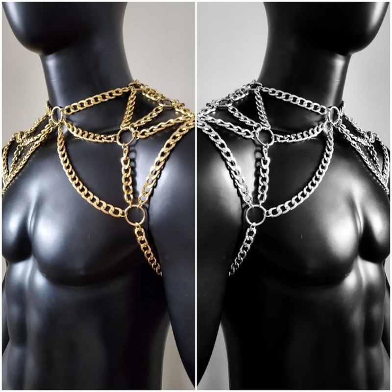 Punk masculino ombro corpo cor - Men Accessories In Silver avaliação e preço