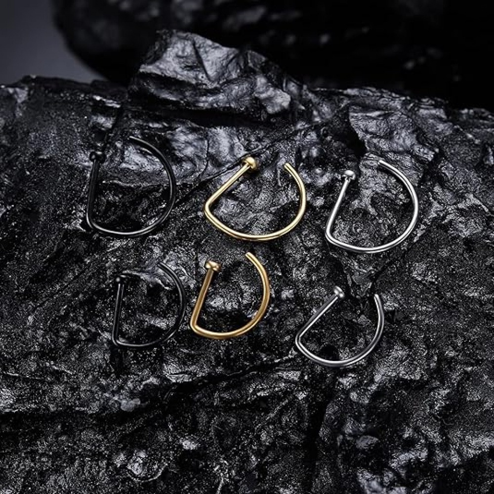 Pacote com 4 Anéis de Nariz Fa - Men Accessories Earrings avaliação e preço