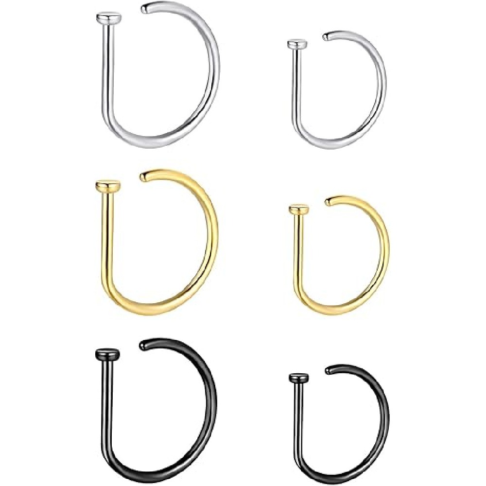 Pacote com 4 Anéis de Nariz Fa - Men Accessories Earrings avaliação e preço