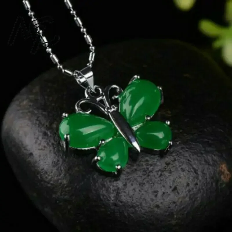 S925 prata verde jade borbolet - Men Accessories In Silver avaliação e preço