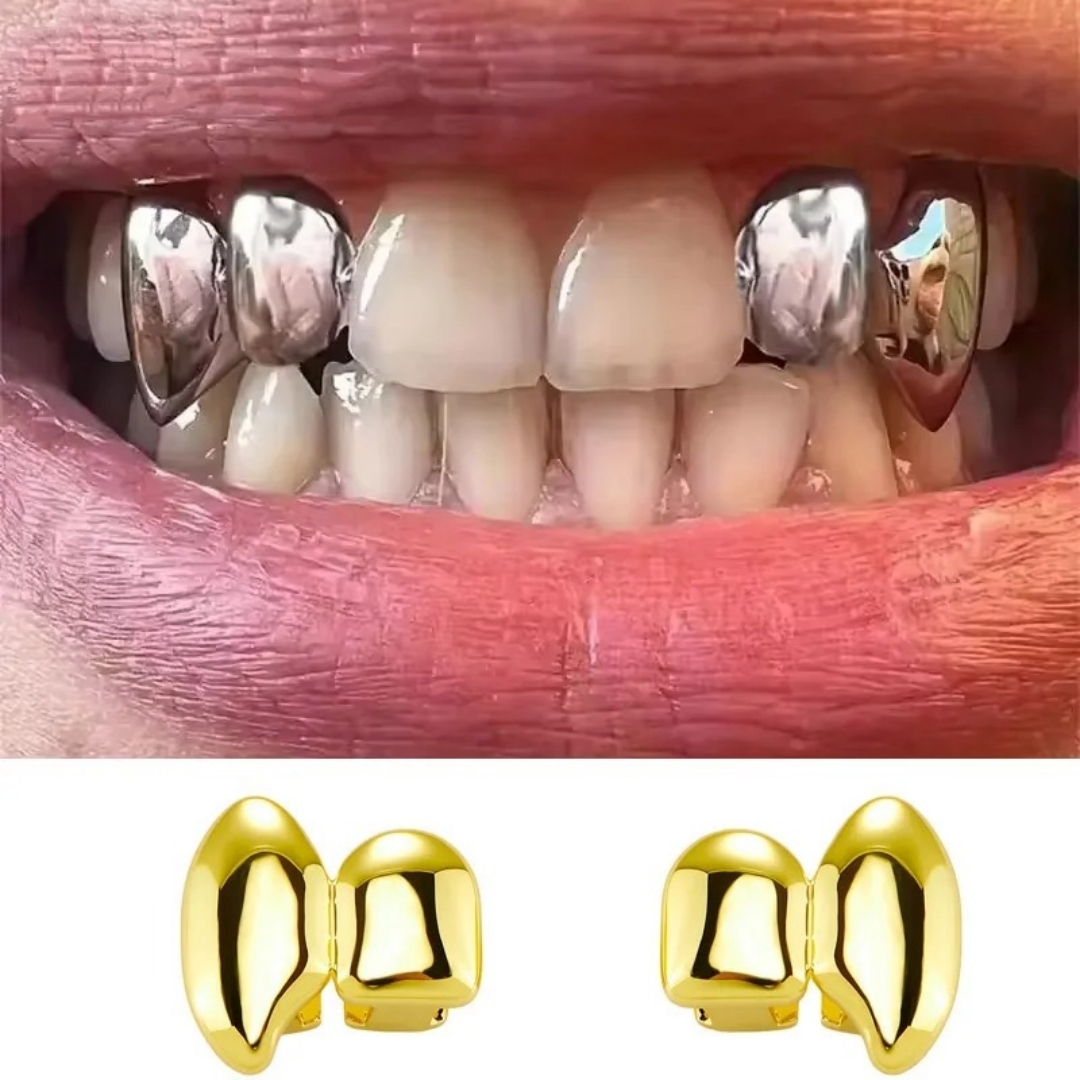2PCS Grillz de Dentes Duplos d - Men'S Accessories Designer avaliação e preço